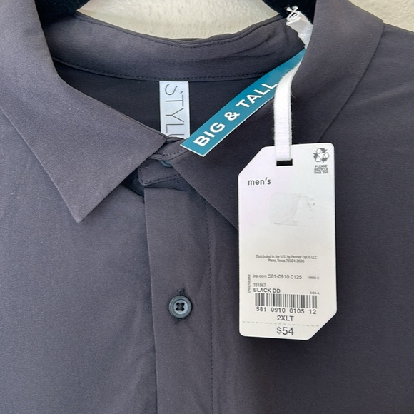 Stylus Black Dress Shirt Size 2XLT New Business Casual or Formal  Button Down - Picture 2 of 6